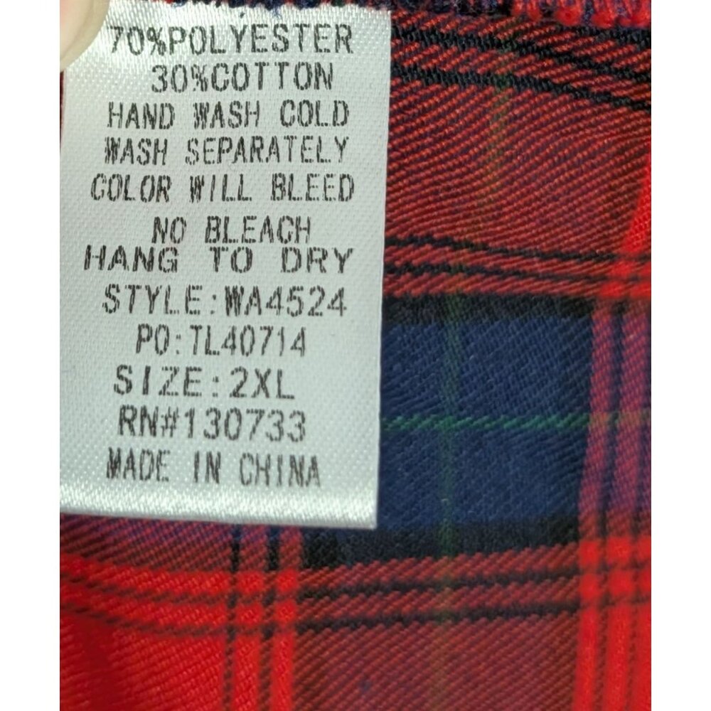 Umgee Womens 2XL Red Black Plaid Button-Down Shirt Floral Embroidery Long Sleeve - Picture 5 of 12